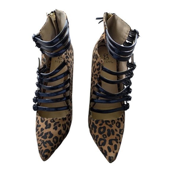 Scene Weaver Animal Print Heels  Stilettos Straps 7 - Picture 4 of 12